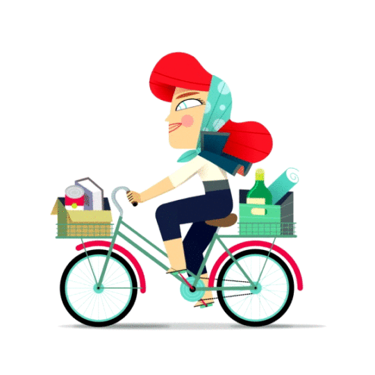 Redhead Woman Riding A Bicycle